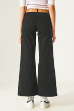 Load image into Gallery viewer, Cotton Blend Wide Leg Jeans in Black