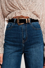 Load image into Gallery viewer, Fray Hem Cropped Jeans in Blue