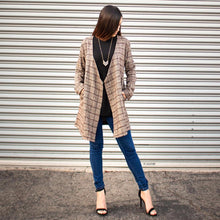 Load image into Gallery viewer, Oversized Open Front Checkered Jacket