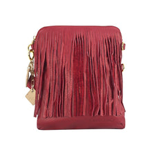 Load image into Gallery viewer, Flamingo Leather Fringe Handbag- Scarlet Red