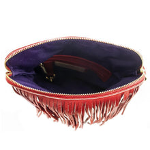 Load image into Gallery viewer, Flamingo Leather Fringe Handbag- Scarlet Red