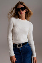 Load image into Gallery viewer, Ribbed Cropped Sweater in Ecru