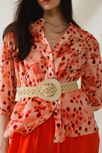 Orange Abstract Print Blouse