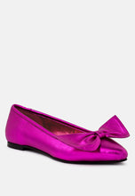 Load image into Gallery viewer, Pie Tribe Blue Metallic Big Bow Ballerinas