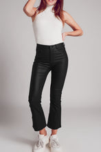 Load image into Gallery viewer, Stretch Faux Leather Flare Pants in Black