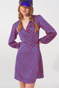 Mini Wrap Dress in Geo Print