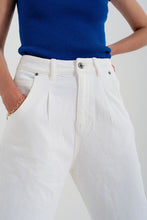 Load image into Gallery viewer, High Rise Mom Jeans With Pleat Front in White