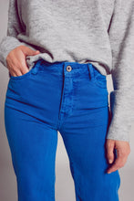 Load image into Gallery viewer, Cotton Blend Wide Leg Jeans in Blue