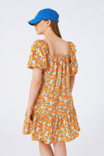 Load image into Gallery viewer, Puff Sleeve Yellow Floral Tiered Swing Dress