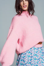 Load image into Gallery viewer, Oversized Mock Neck Jumper with Balloon Sleeves in Pink