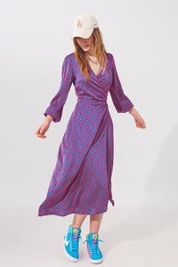 Maxi Wrap Dress in Geo Print