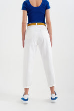 Load image into Gallery viewer, High Rise Mom Jeans With Pleat Front in White