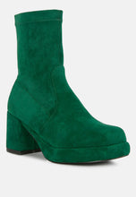 Load image into Gallery viewer, Two-Cubes Suede Platform Ankle Boots