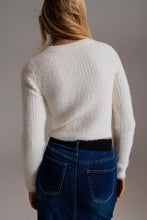 Load image into Gallery viewer, Ribbed Cropped Sweater in Ecru