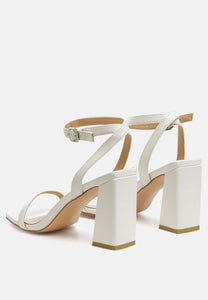 Mooncut Ankle Strap Block Heel Sandals