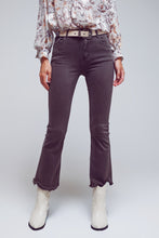 Load image into Gallery viewer, Flare Jeans With Raw Hem Edge in Dark Grey