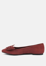 Load image into Gallery viewer, Chuckle Black Big Bow Suede Ballerina Flats