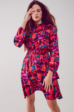 Load image into Gallery viewer, Layered Frill Mini Dress in Fucshia Floral