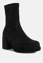 Load image into Gallery viewer, Two-Cubes Suede Platform Ankle Boots