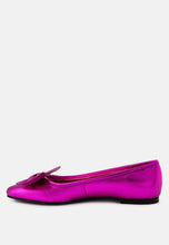 Load image into Gallery viewer, Pie Tribe Blue Metallic Big Bow Ballerinas