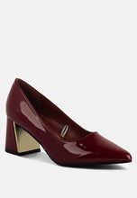 Load image into Gallery viewer, Zaila Metallic Accent Block Heel Pumps