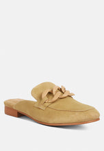 Load image into Gallery viewer, Krizia Chunky Chain Suede Slip on Mules