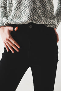 Elastic Skinny Cord Pants in Black