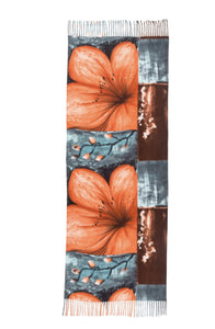 Orange Flower Print Scarf