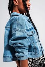 Load image into Gallery viewer, Cropped 90s Denim Jacket in Mid Wash