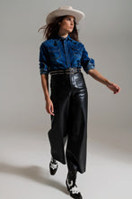 Load image into Gallery viewer, Black Palazzo-Style Faux Leather Pants