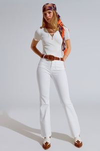 White Skinny Flared Jeans