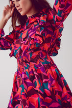 Load image into Gallery viewer, Layered Frill Mini Dress in Fucshia Floral