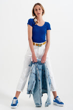 Load image into Gallery viewer, High Rise Mom Jeans With Pleat Front in White