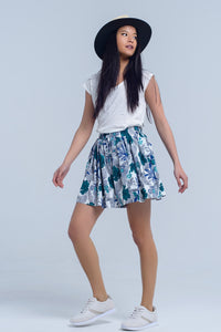 Blue Floral Mini Skort