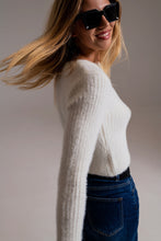 Load image into Gallery viewer, Ribbed Cropped Sweater in Ecru