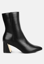 Load image into Gallery viewer, Kaira Metallic Accent Heel High Ankle Boots