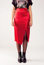 Load image into Gallery viewer, Split Front Midi Skirt in Red