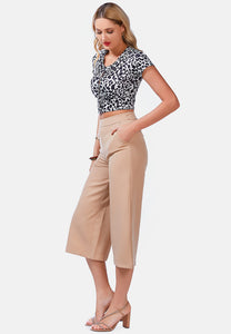 High Rise Cropped Culottes Trousers