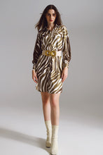 Load image into Gallery viewer, Midi Short Dress With Zebra Print in White and Olive Green