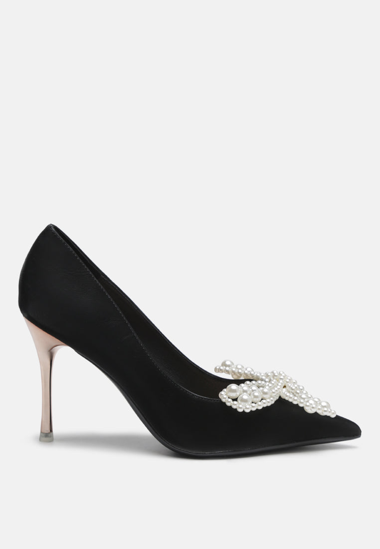 Encon Pearl Embellished Micro Suede Pumps