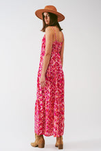 Load image into Gallery viewer, Floral Print Maxi Dress With v Neck in Pink