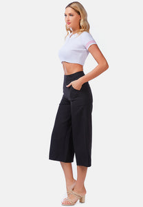 High Rise Cropped Culottes Trousers