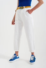 Load image into Gallery viewer, High Rise Mom Jeans With Pleat Front in White