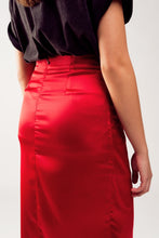 Load image into Gallery viewer, Split Front Midi Skirt in Red