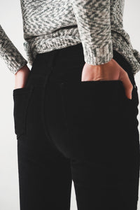 Elastic Skinny Cord Pants in Black