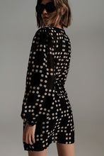 Load image into Gallery viewer, Polka Dot Mini Wrap Dress with Balloon Sleeves