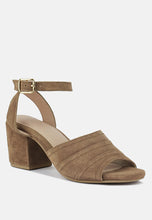 Load image into Gallery viewer, Mon-Beau Fine Suede Block Heeled Sandal