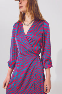 Maxi Wrap Dress in Geo Print