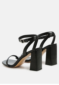 Mooncut Ankle Strap Block Heel Sandals