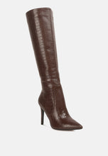 Load image into Gallery viewer, Indulgent High Heel Croc Calf Boots